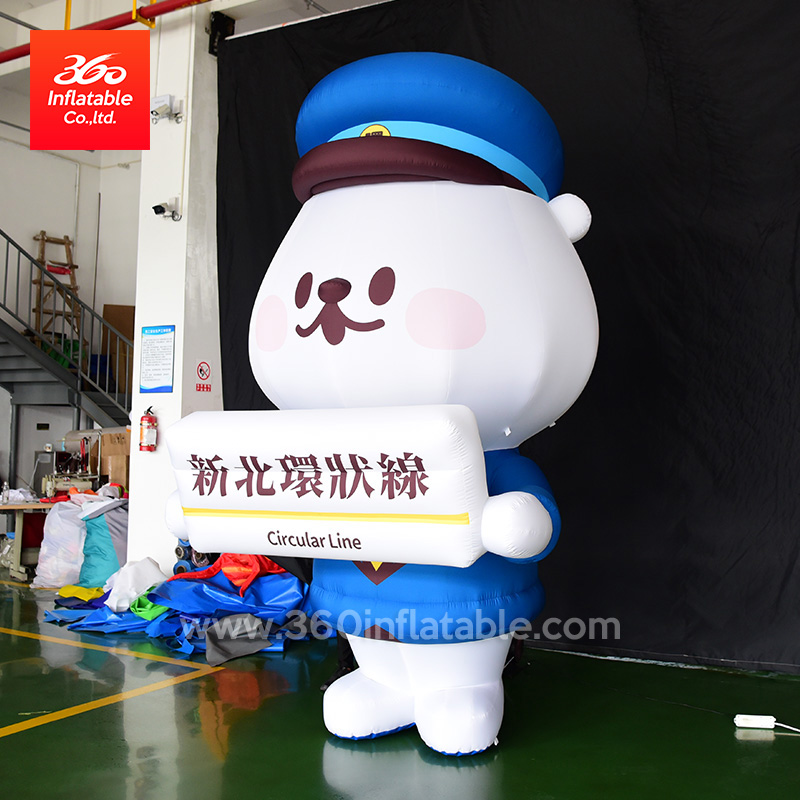Dibujos animados de oso blanco inflable gigante de personajes de película bonitos inflables publicitarios personalizados para decoración publicitaria