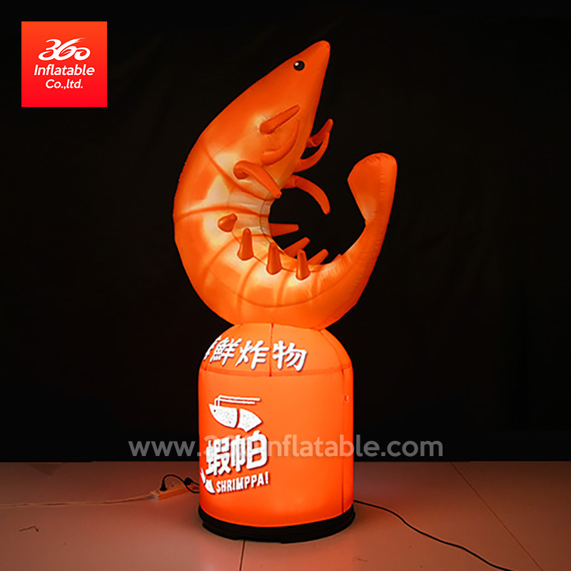 Poste de luz con logotipo de impresión gratuita inflable que hace publicidad Poste de luz de cangrejo de dibujos animados LED con soplador para postes de luz decorativos