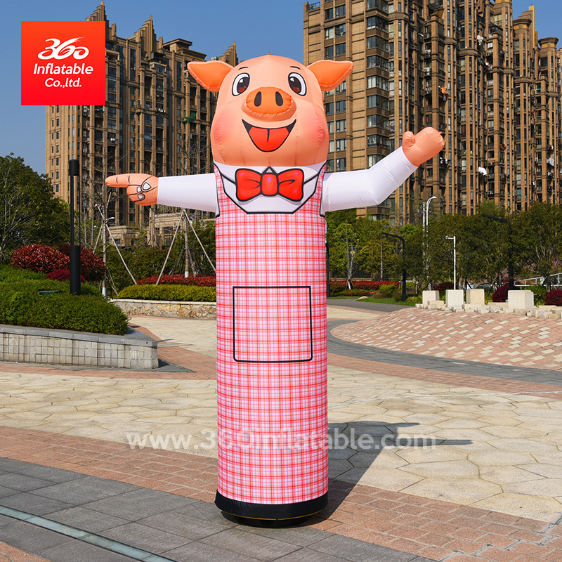 Lámpara de publicidad de restaurante Lámpara de chef de dibujos animados de cerdo personalizada Bailarines Tubos Logotipo personalizado e impresión