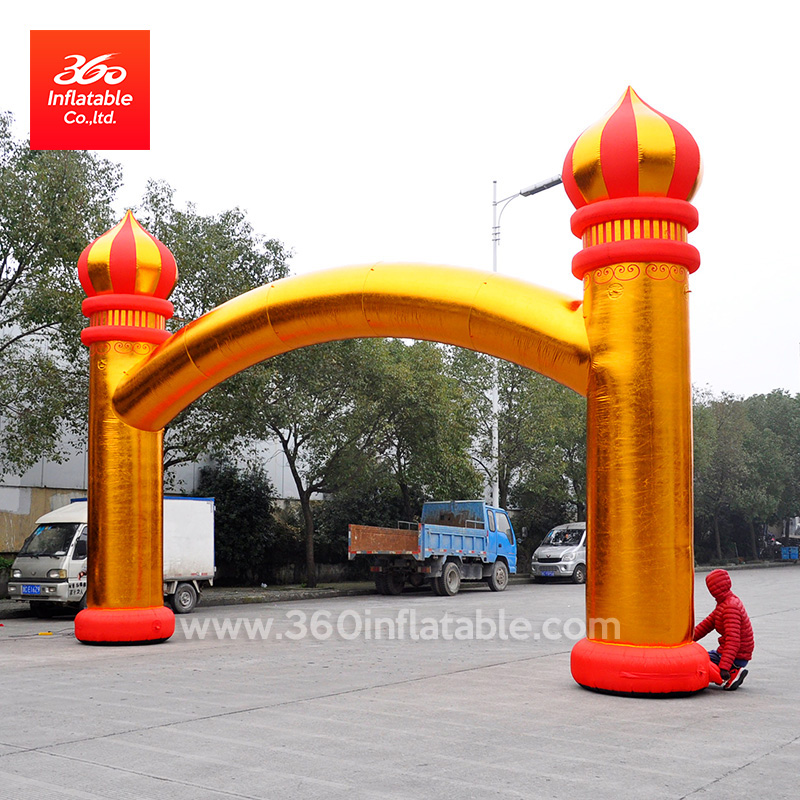 Arco de castillo inflable de color dorado personalizado